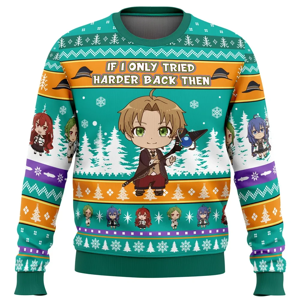 If I Only Tried Harder Back Then Rudeus Mushoku Tensei Jobless Reincarnation Ugly Christmas Sweater, Anime Holiday Sweater, Xmas Sweater