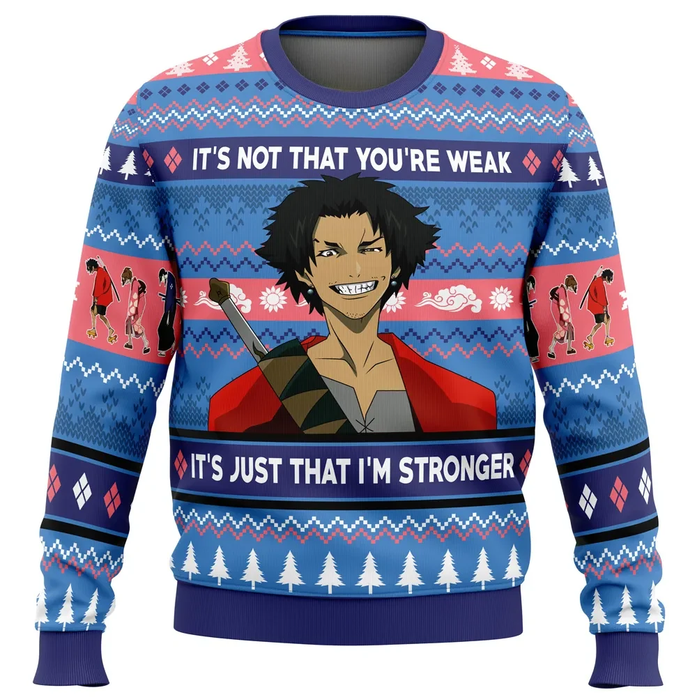 It's Not That You're Weak Mugen Samurai Champloo Ugly Christmas Sweater, Samurai Champloo Anime Holiday Sweater, All Over Print Xmas Sweater