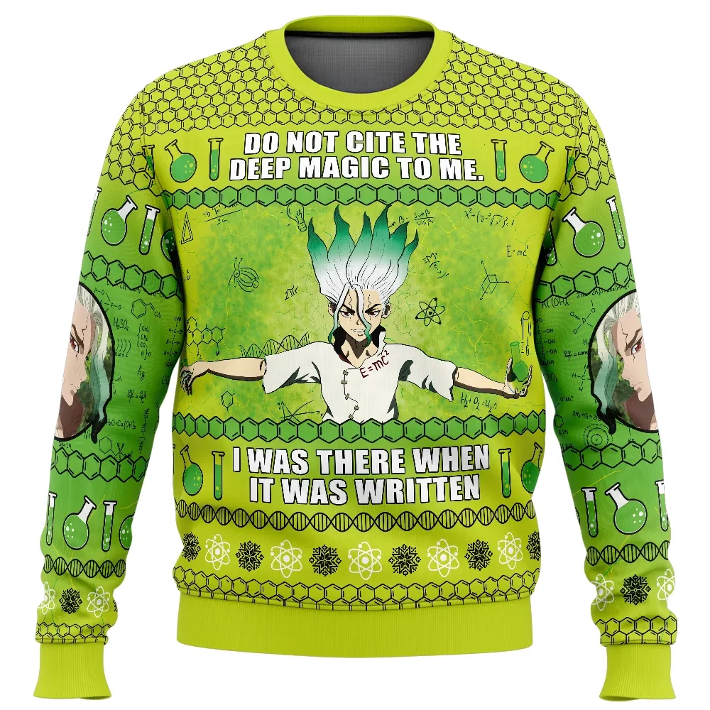 Do Not Cite the Deep Magic to Me Senku Ishigami Dr. Stone Ugly Christmas Sweater, Dr. Stone Anime Holiday Sweater, Xmas Sweater
