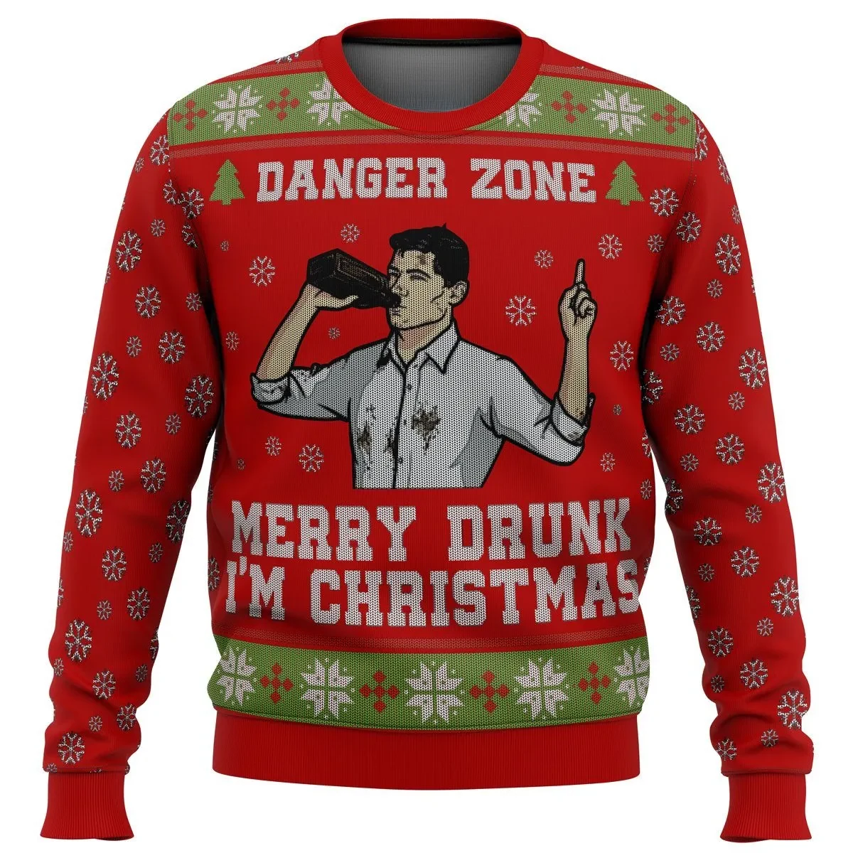 Merry Drunk I'm Christmas Sterling Archer Ugly Christmas Sweater, Danger Zone Archer Holiday Sweater, Funny Xmas Jumper