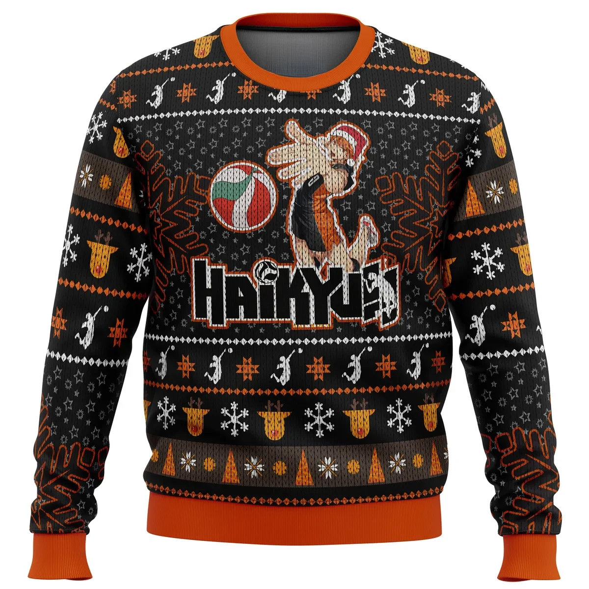 Shoyo Hinata Haikyuu Ugly Christmas Sweater, Haikyu!! Volleyball Spike Holiday Sweatshirt, Sports Anime Xmas Gift for Karasuno Fans