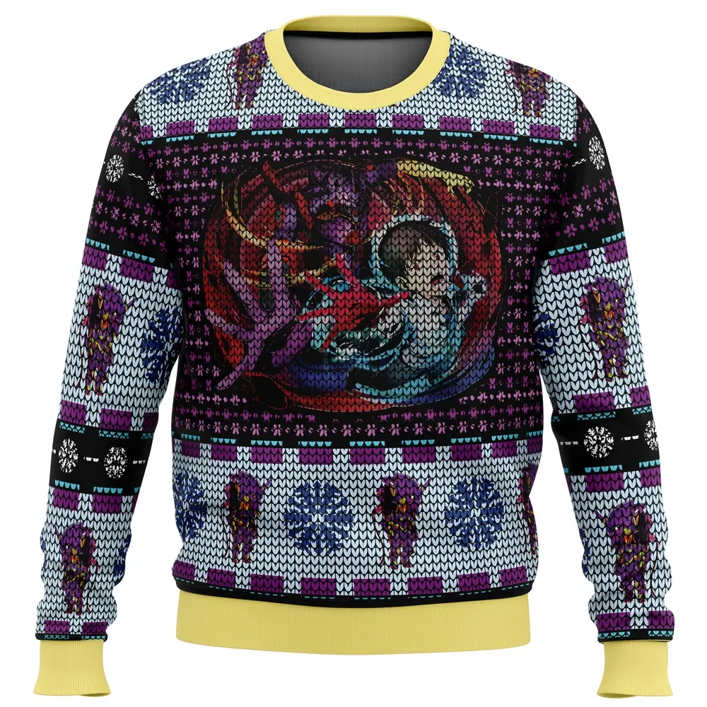 Evangelion Unit-01 Ikari Shinji Ugly Christmas Sweater, Neon Genesis Evangelion Anime Holiday Sweater, Unisex All Over Print Xmas Sweater