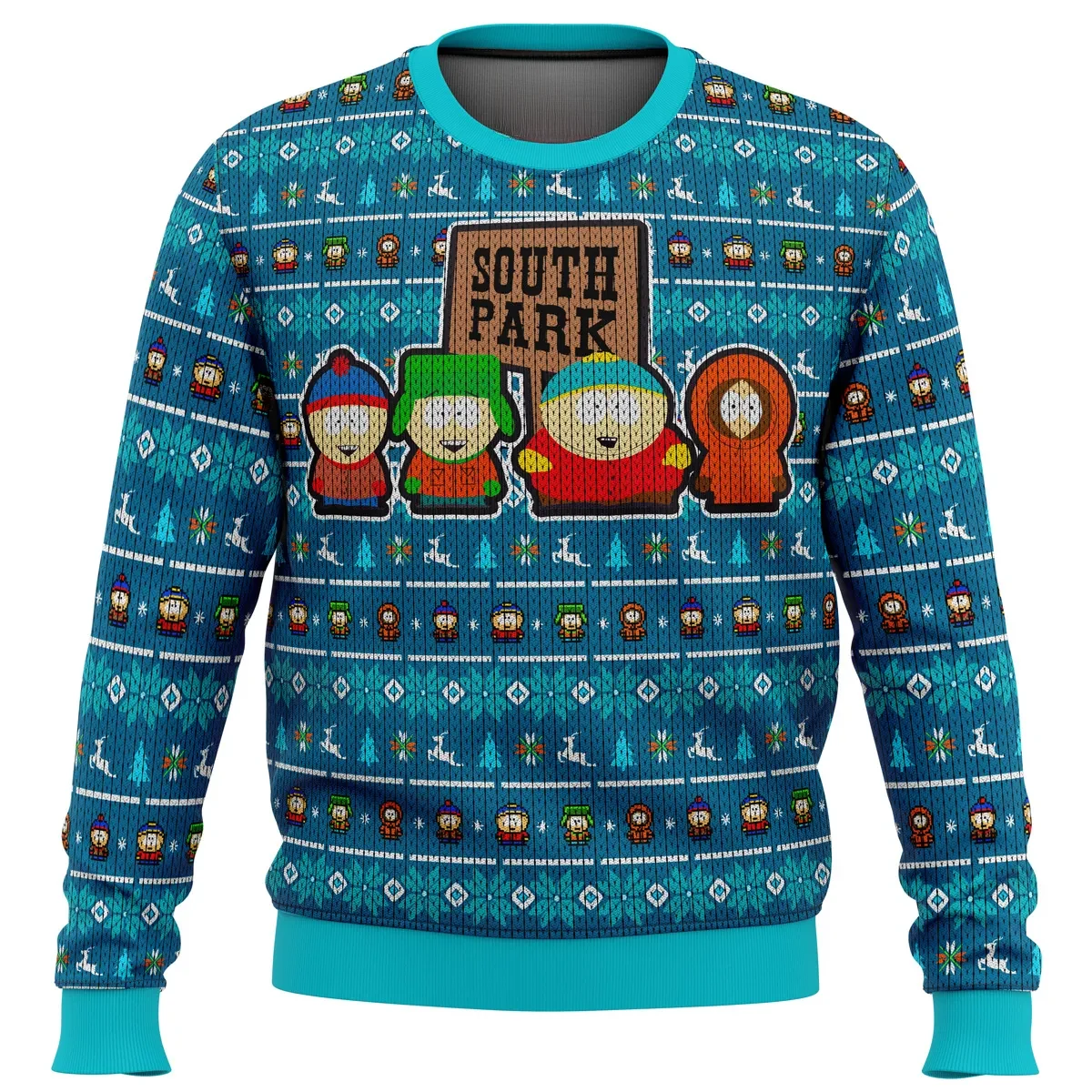 Crazy Main Characters South Park Ugly Christmas Sweater, Cartoon Holiday Sweater, Stan Kyle Cartman and Kenny Unisex Sweatshirt, Funny Xmas Gift