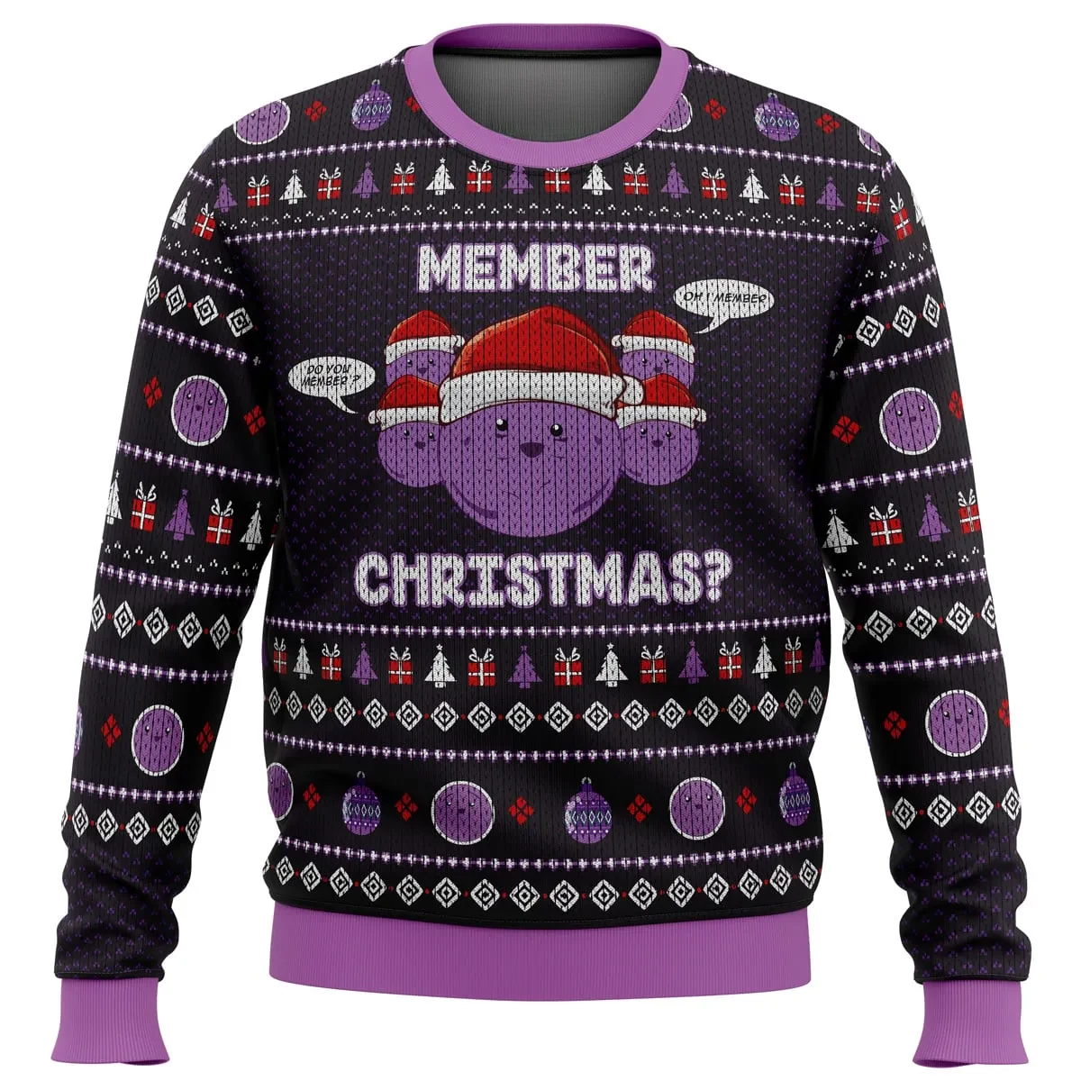 Member Berries South Park Ugly Christmas Sweater, Member Christmas Holiday Sweater with Santa Hats, Funny Cartoon TV Xmas Gift for Adults