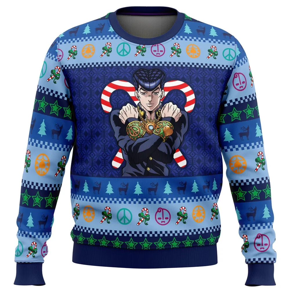 Josuke Higashikata JoJo's Bizarre Adventure Ugly Christmas Sweater, Diamond Is Unbreakable Anime Holiday Sweater, Xmas Jumper