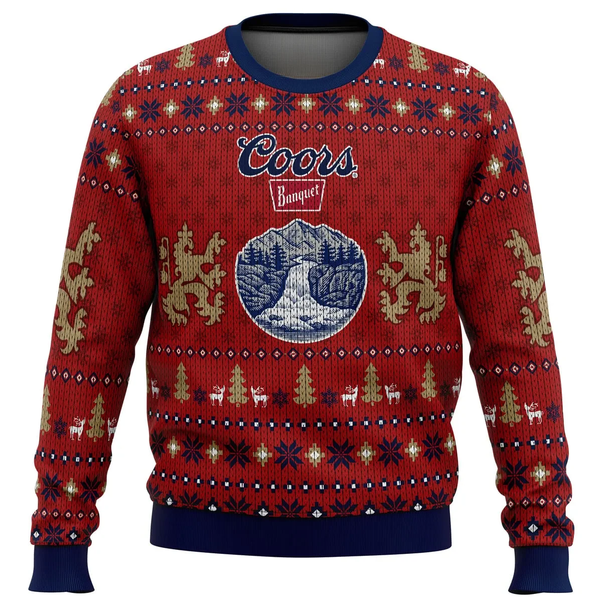 Coors Banquet Ugly Christmas Sweater, Beer Lover Holiday Sweater, Unisex All Over Print Xmas Sweatshirt, Funny Drinking Gift for Christmas Party