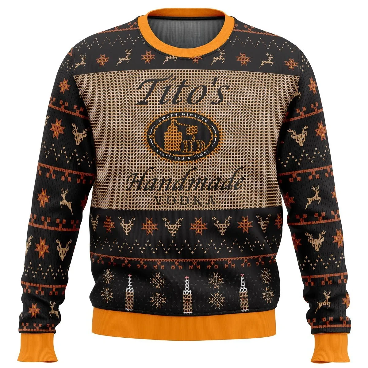 Tito's Vodka Ugly Christmas Sweater, Tito's Handmade Vodka Holiday Sweater, Unisex All Over Print Xmas Sweatshirt, Funny Drinking Party Gift