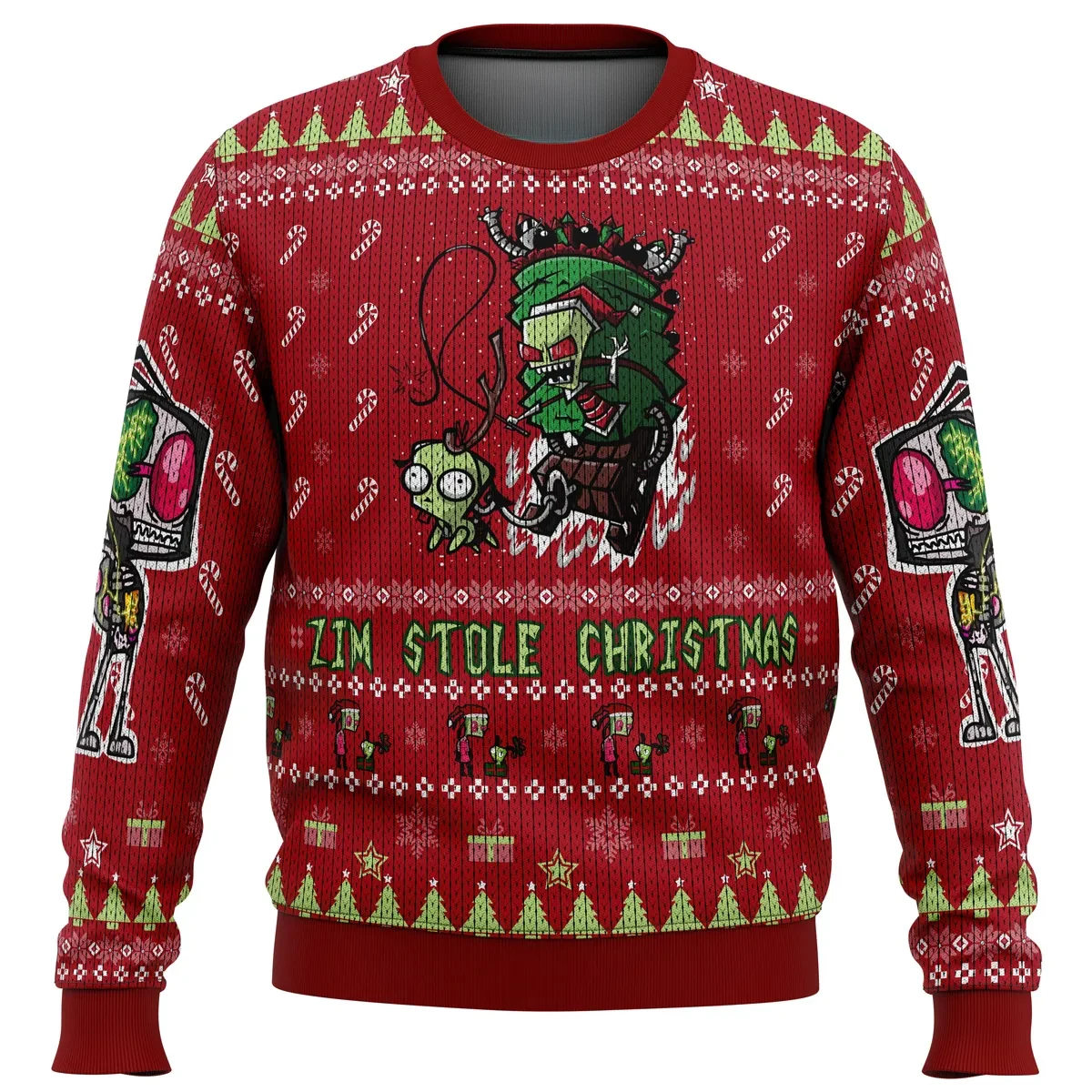 Invader Zim Doom Doom Doom Ugly Christmas Sweater, Zim Stole Christmas Holiday Sweater, GIR Funny Nickelodeon Cartoon Xmas Gift