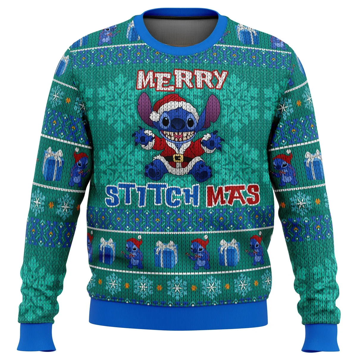 Merry Stitchmas Stitch Ugly Christmas Sweater, Stitch in a Santa Suit Lilo and Stitch Holiday Sweater, Cute Disney Xmas Gift for Ohana