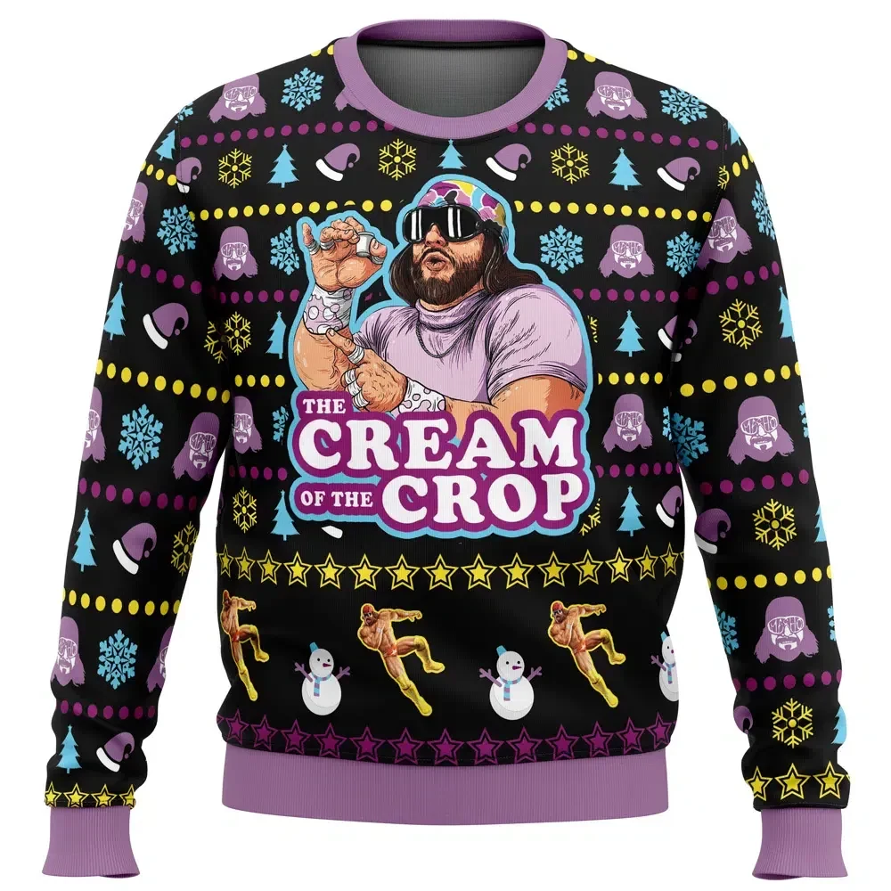 The Cream of the Crop Ugly Christmas Sweater, Pro Wrestling Holiday Sweater, Unisex All Over Print Xmas Sweatshirt, Funny Wrestling Fan Gift
