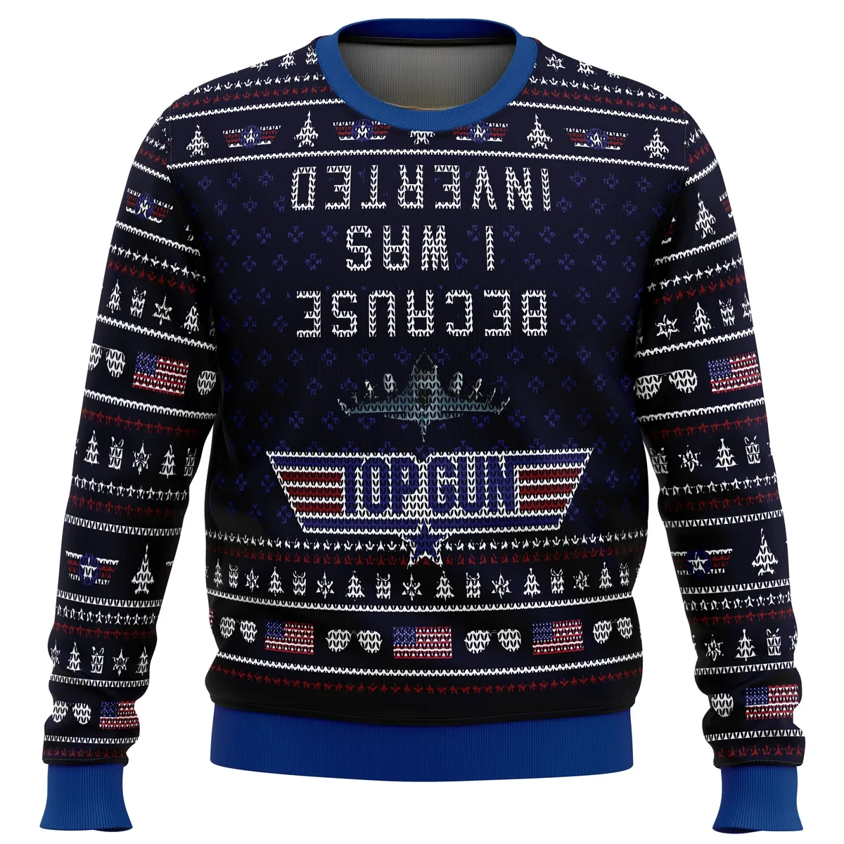 Because I Was Inverted Top Gun Ugly Christmas Sweater, Top Gun Maverick Movie Holiday Sweater, Fighter Jet Aviation Xmas Gift for Pilots