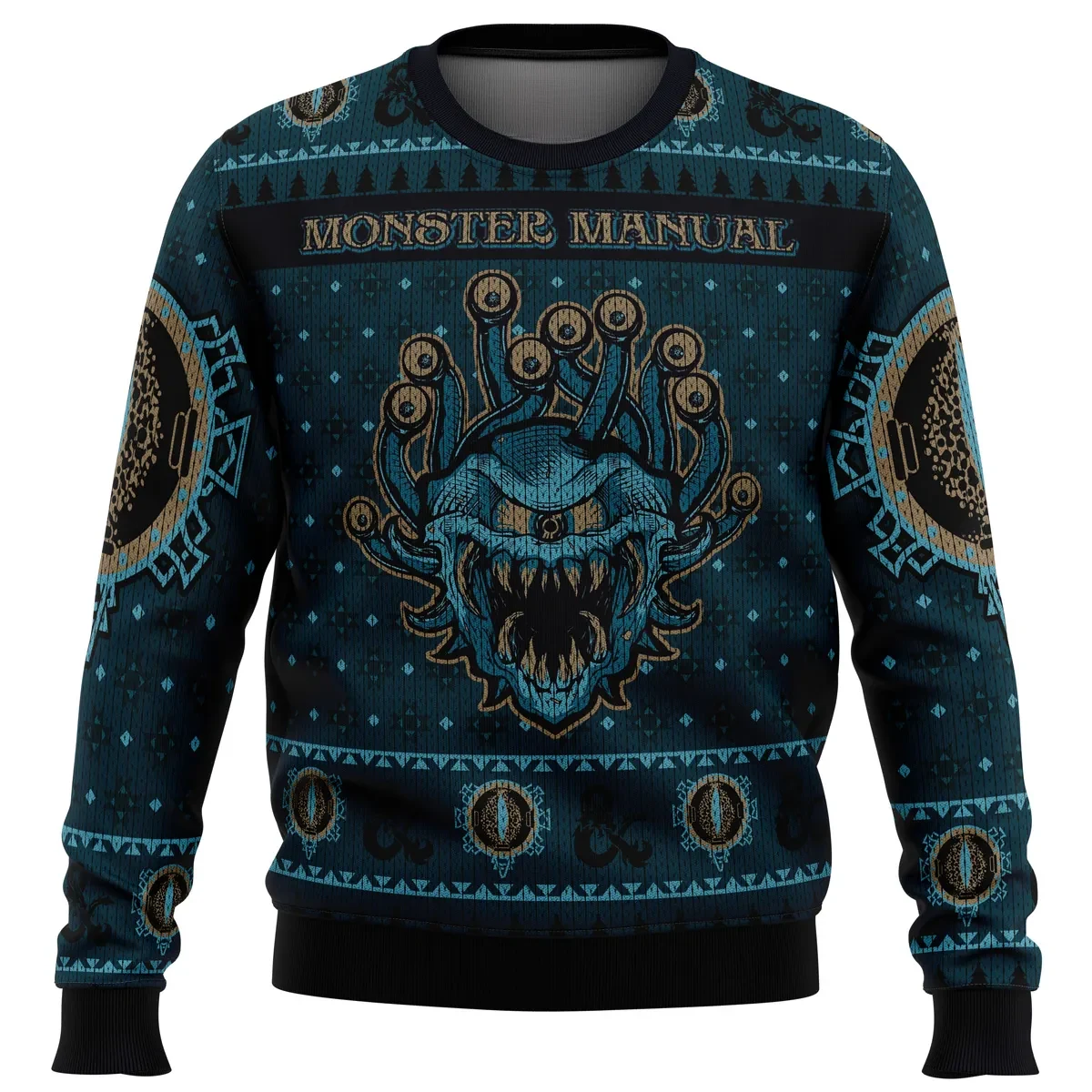 Dungeons & Dragons Monster Manual Ugly Christmas Sweater, D&D Beholder Holiday Sweater, Tabletop RPG Dungeon Master Gamer Xmas Gift