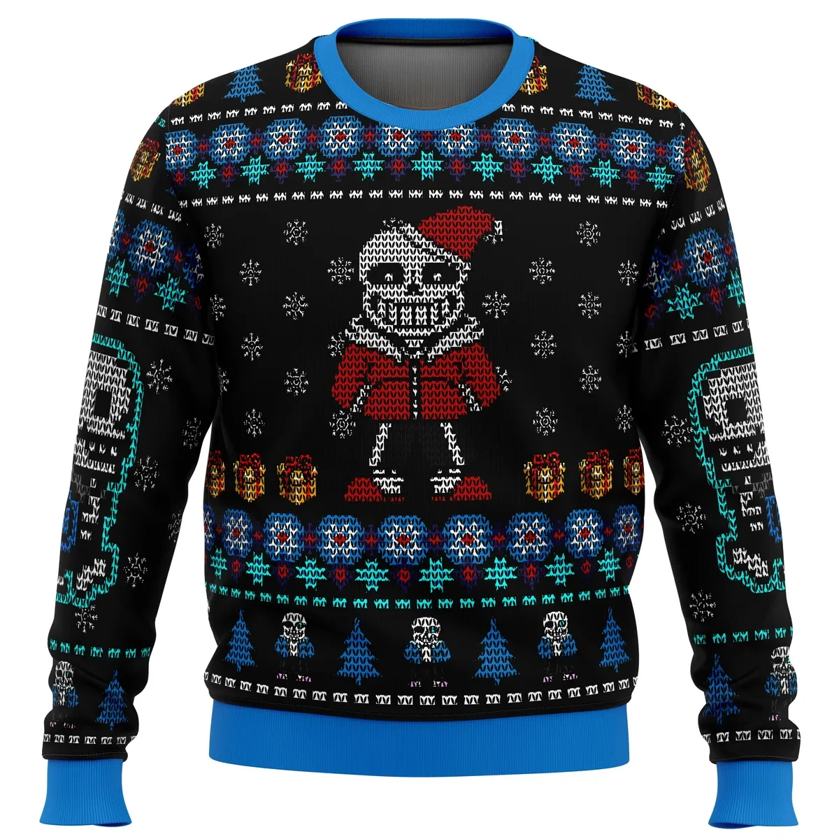 Undertale Sans Ugly Christmas Sweater, Undertale Holiday Sweater, Sans the Skeleton in Santa Hat and Red Coat, Indie Gamer Xmas Gift