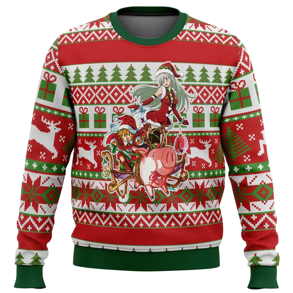 Meliodas and Elizabeth Seven Deadly Sins Ugly Christmas Sweater, 7 Deadly Sins Anime Holiday Sweater, Unisex Xmas Jumper