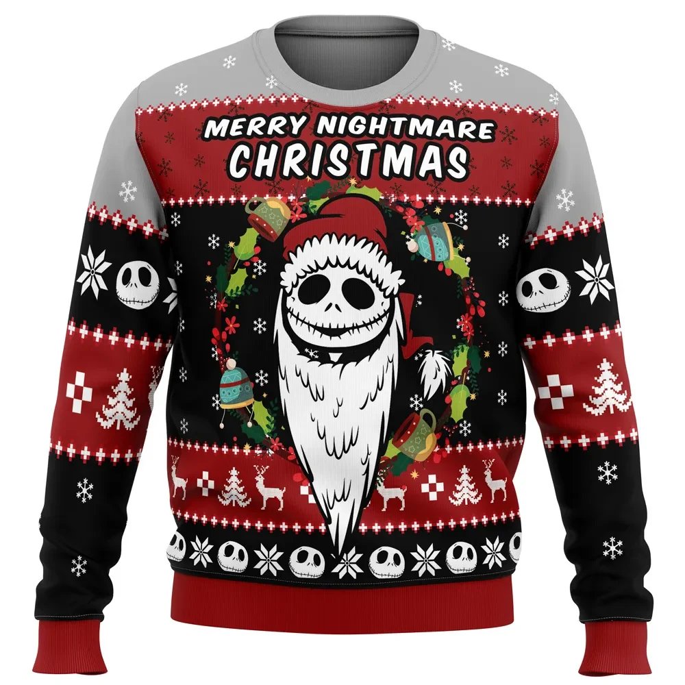 Merry Nightmare Christmas Jack Skellington Ugly Christmas Sweater, Nightmare Before Christmas Movie Holiday Sweater, Xmas Jumper