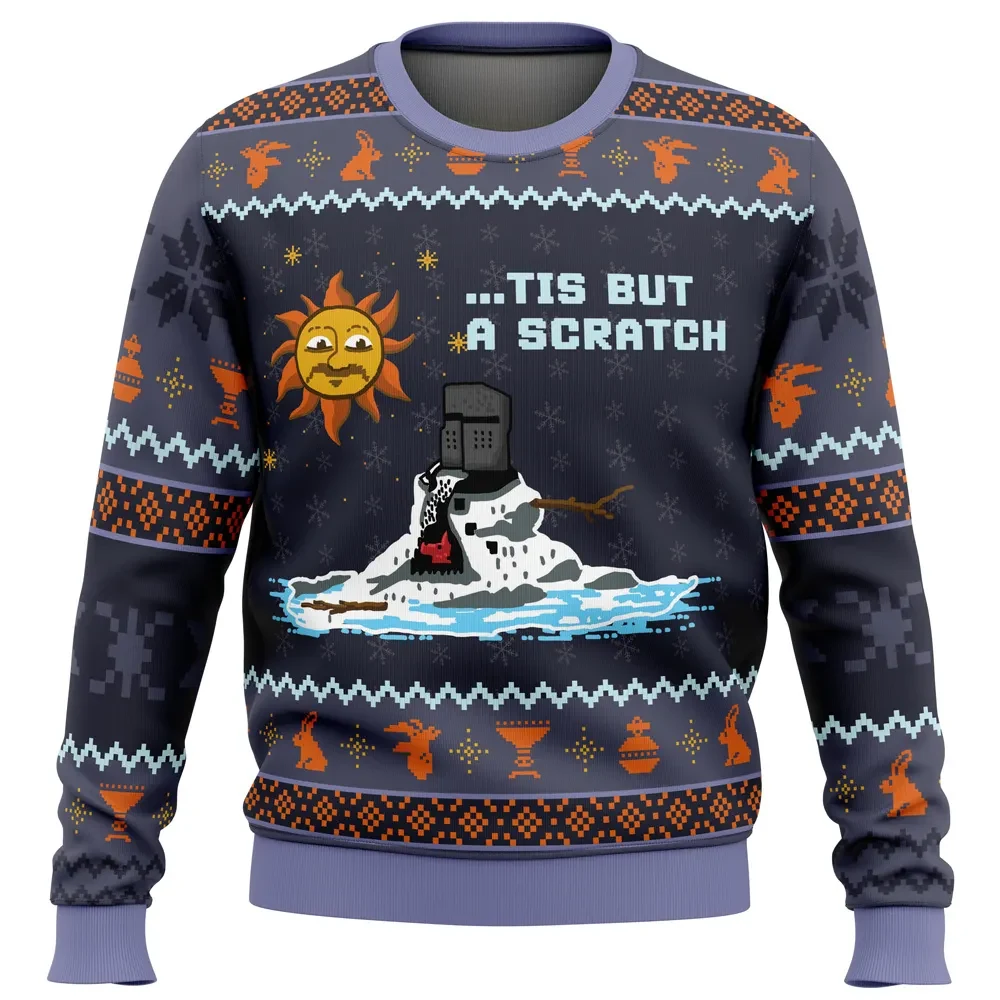 Tis But a Scratch Melting Knight Monty Python Ugly Christmas Sweater, Black Knight Movie Holiday Sweater, Xmas Jumper