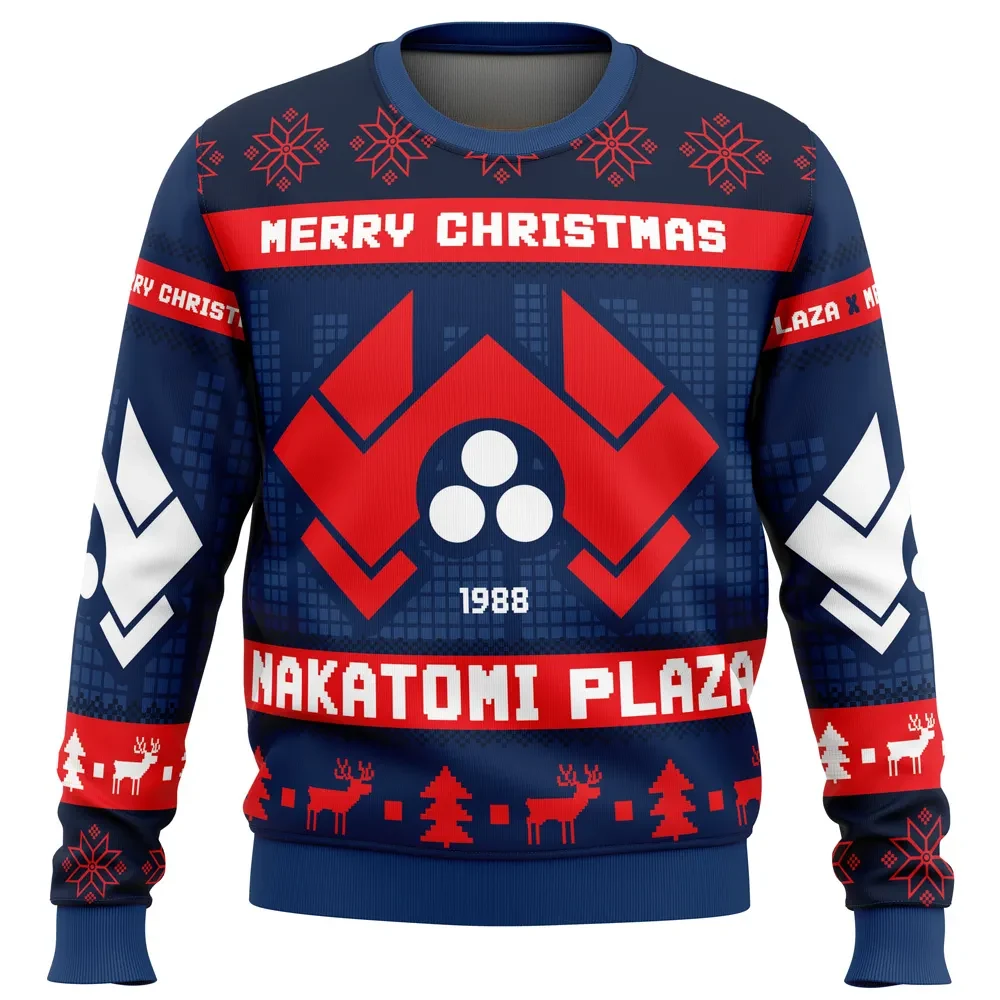 Nakatomi Plaza Die Hard Ugly Christmas Sweater, Merry Christmas Movie Holiday Sweater, 1988 Action Classic Xmas Gift for Film Fans