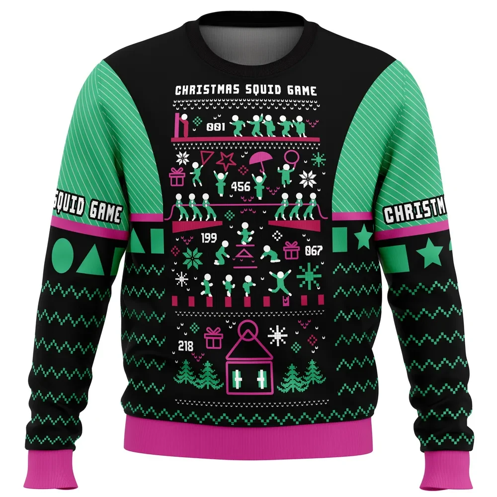 Christmas Squid Game Ugly Christmas Sweater, Player 456 and Pixel Challenges Squid Game Holiday Sweater, Korean Drama TV Xmas Gift