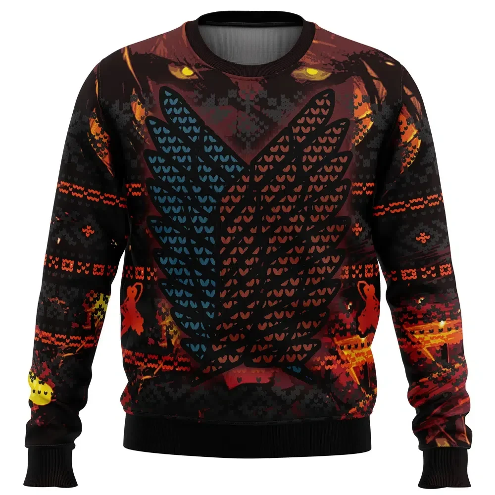Attack on Titan Ugly Christmas Sweater, Survey Corps Wings of Freedom Anime Holiday Sweater, Unisex Xmas Sweatshirt, Gift for Manga Readers