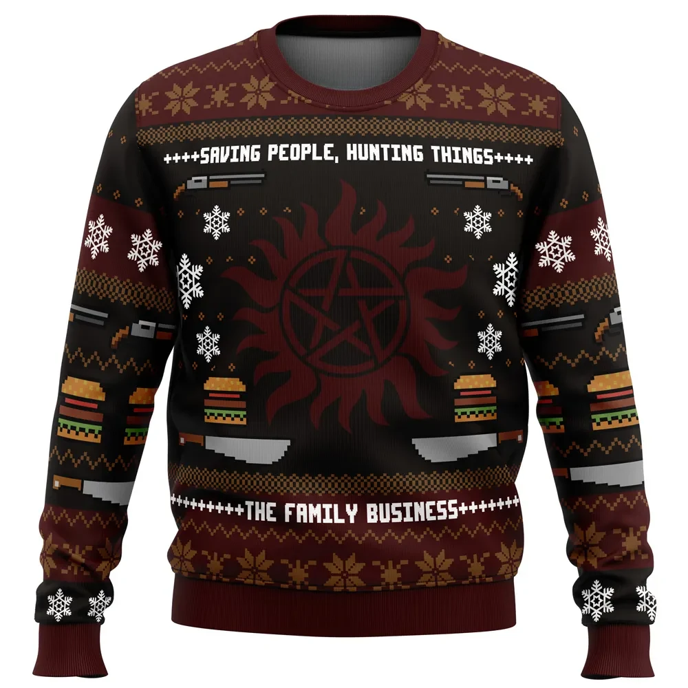 Winchester Christmas Supernatural Ugly Christmas Sweater, Saving People Hunting Things TV Show Holiday Sweater, Xmas Jumper