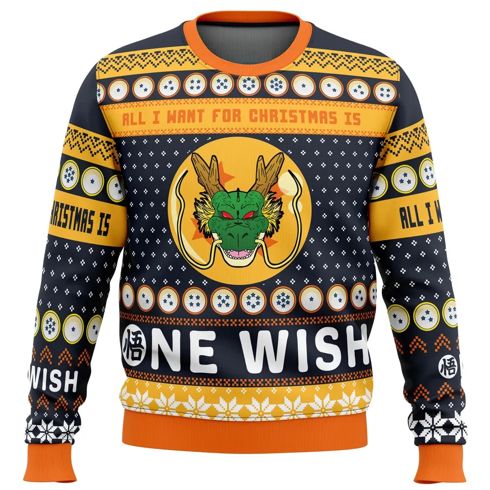 A Very Shenron Christmas Dragon Ball Z Ugly Christmas Sweater, Shenron DBZ Holiday Sweater, One Wish Anime Xmas Gift for Fans