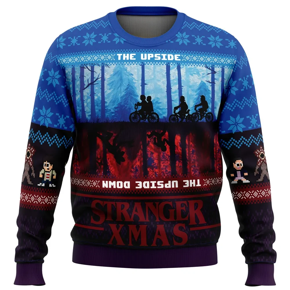 Stranger Xmas Stranger Things Ugly Christmas Sweater, The Upside Down Holiday Sweater, Kids on Bikes TV Show Xmas Sweatshirt, Gift for Fans