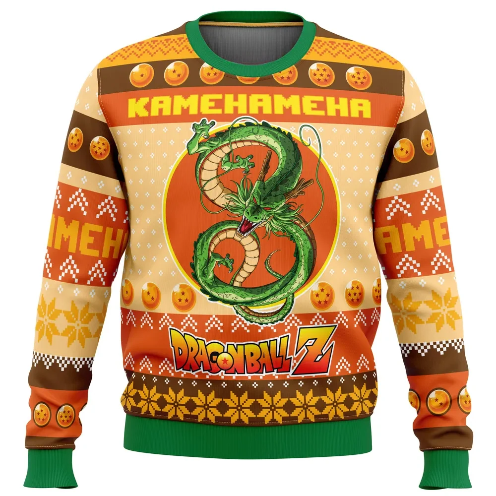 Kamehameha Dragon Ball Z Ugly Christmas Sweater, DBZ Shenron Anime Holiday Sweater, Eternal Dragon and Dragon Balls Anime Xmas Gift