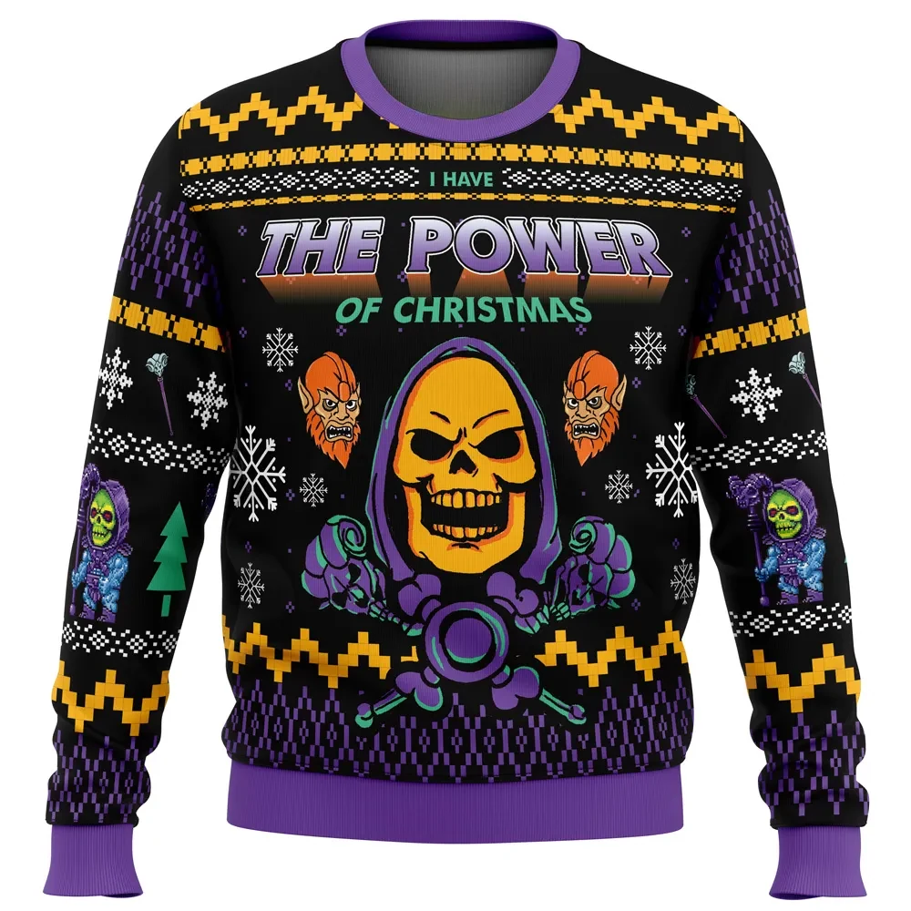 The Evil Power of Christmas He-Man Ugly Christmas Sweater, Skeletor Masters of the Universe Cartoon Holiday Xmas Sweater