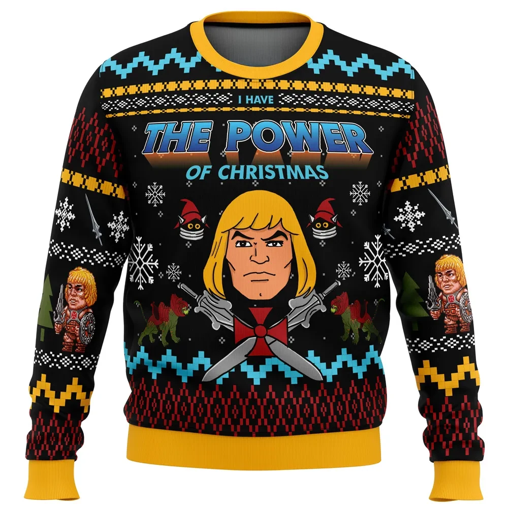 The Good Power of Christmas He-Man Ugly Christmas Sweater, Masters of the Universe Holiday Sweater, Cartoon Xmas Jumper