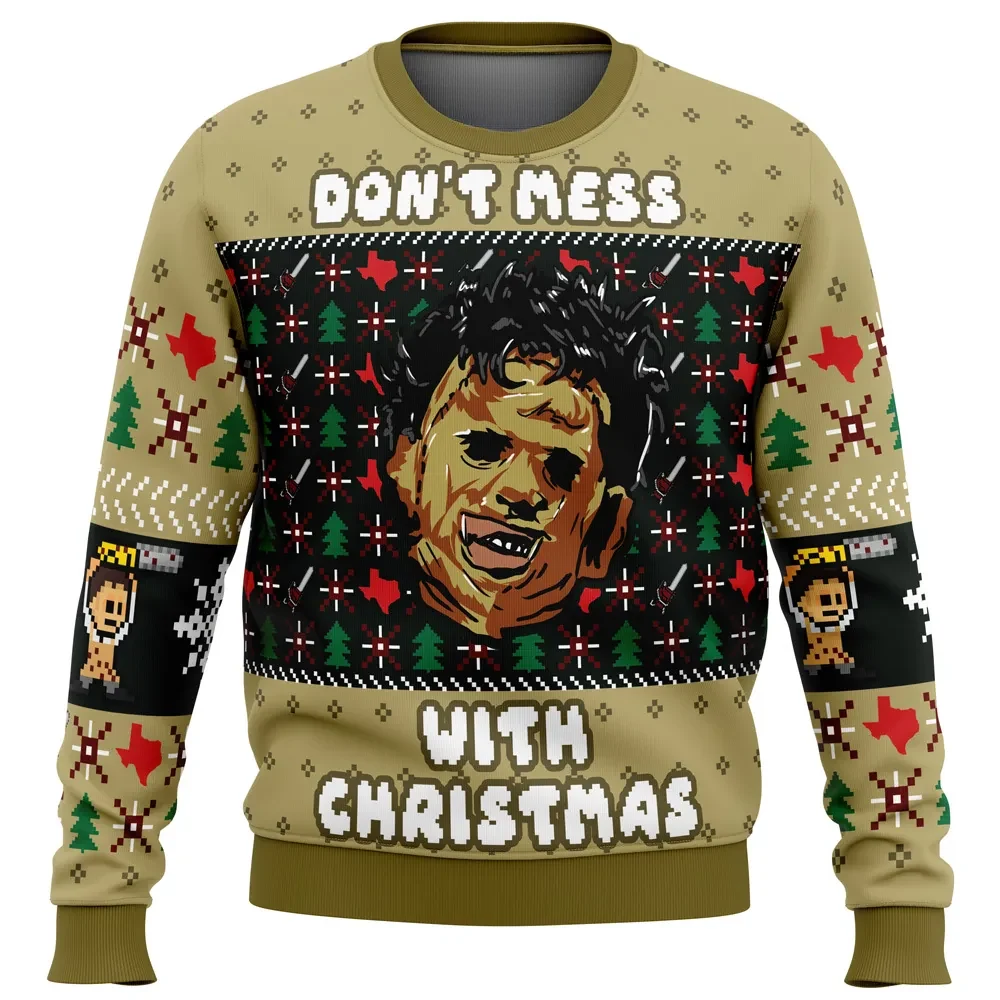 Christmas in Texas Leatherface Ugly Christmas Sweater, Texas Chainsaw Massacre Horror Movie Holiday Sweater, Xmas Jumper