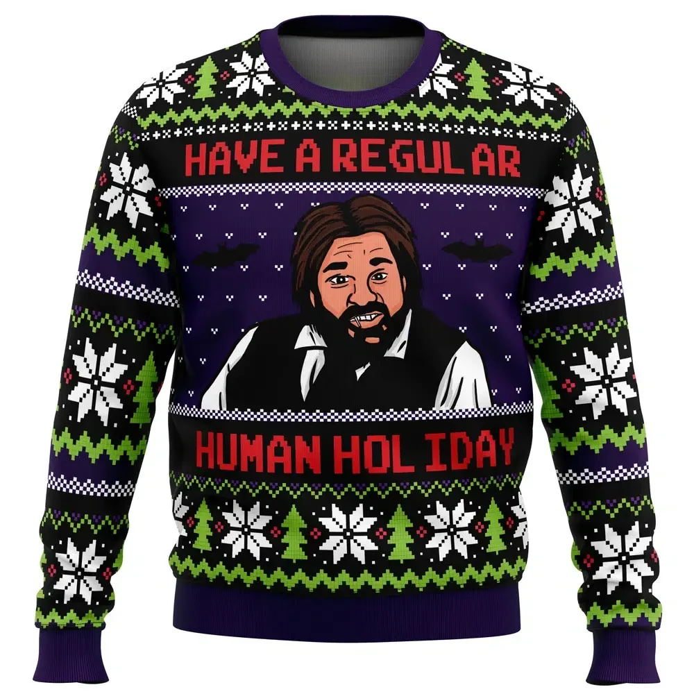 Have a Regular Human Holiday Laszlo What We Do in the Shadows Ugly Christmas Sweater, TV Show Holiday Sweater, All Over Print Xmas Sweater
