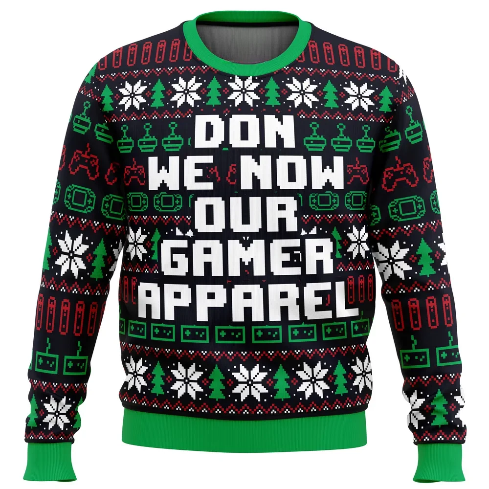 Don We Now Our Gamer Apparel Ugly Christmas Sweater, Gamer Holiday Sweater, Funny Video Game Carol Pun Xmas Gift for Gamers