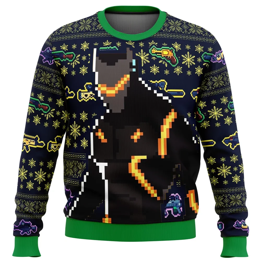 Fortnite Ugly Christmas Sweater, Omega Skin Holiday Sweater, Pixel Art Gamer Xmas Gift, Unisex All Over Print Pullover for Battle Royale Fans