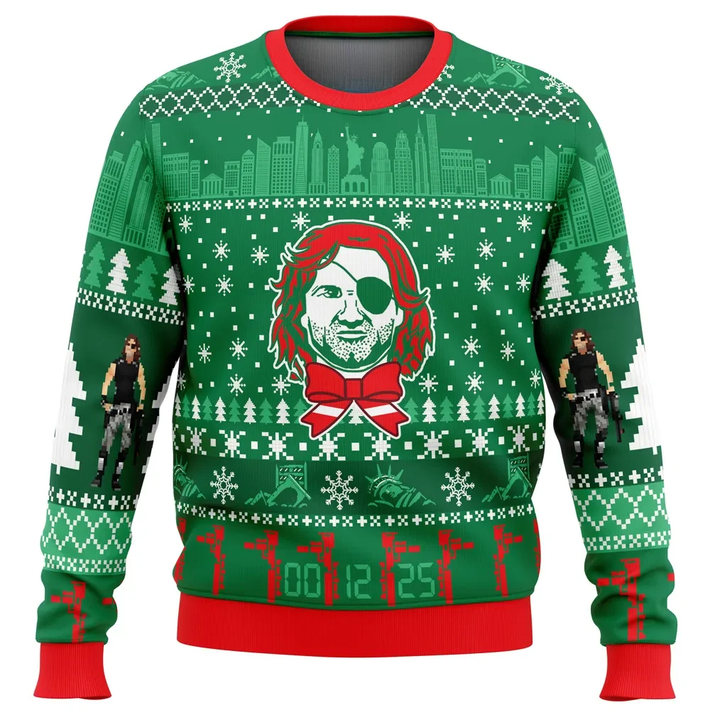 Russell for the Holidays Escape from New York Ugly Christmas Sweater, Snake Plissken Holiday Sweater, Movie Xmas Sweater