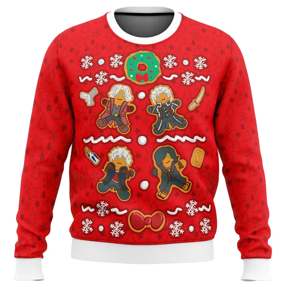 Fresh Baked Devil Hunters Devil May Cry Ugly Christmas Sweater, Gingerbread Dante Gamer Holiday Sweater, Unisex Xmas Jumper