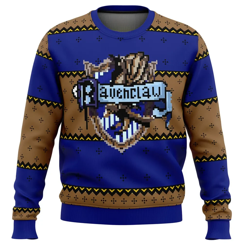 Ravenclaw Ugly Christmas Sweater, Harry Potter Hogwarts House Eagle Crest Holiday Sweater, Wizard Movie Xmas Gift for Ravenclaw Fans
