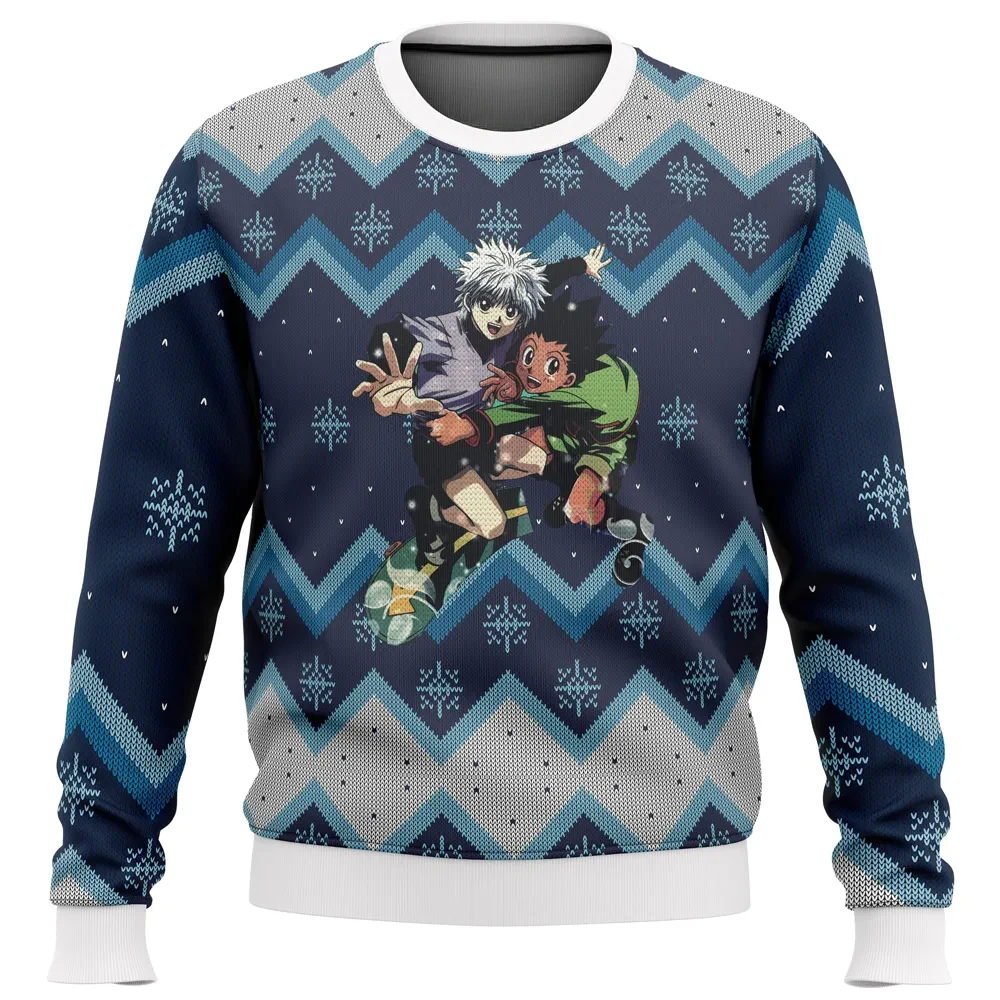 Hunter X Hunter Gon and Killua Ugly Christmas Sweater, HxH Holiday Sweater, Anime Xmas Gift, Best Friends Duo Unisex All Over Print Pullover