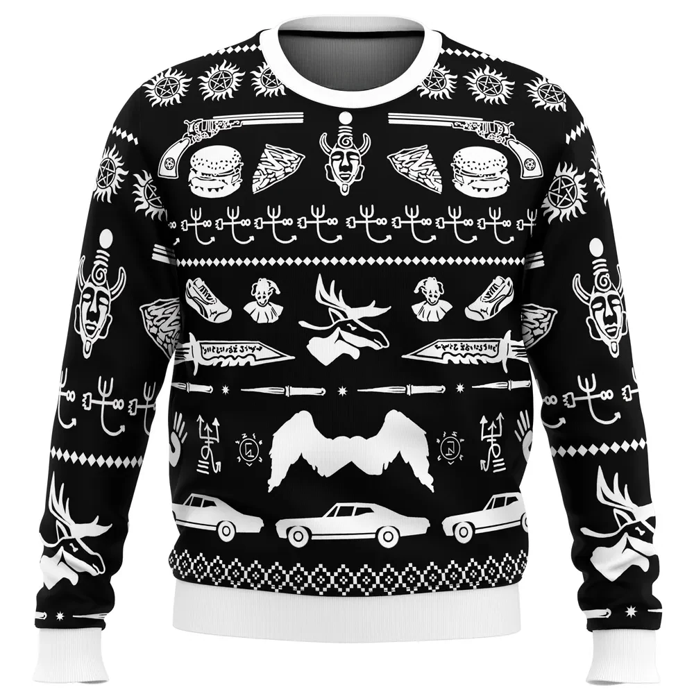 A Very Supernatural Christmas Ugly Christmas Sweater, Supernatural TV Show Holiday Sweater, Winchester Brothers All Over Print Xmas Sweater