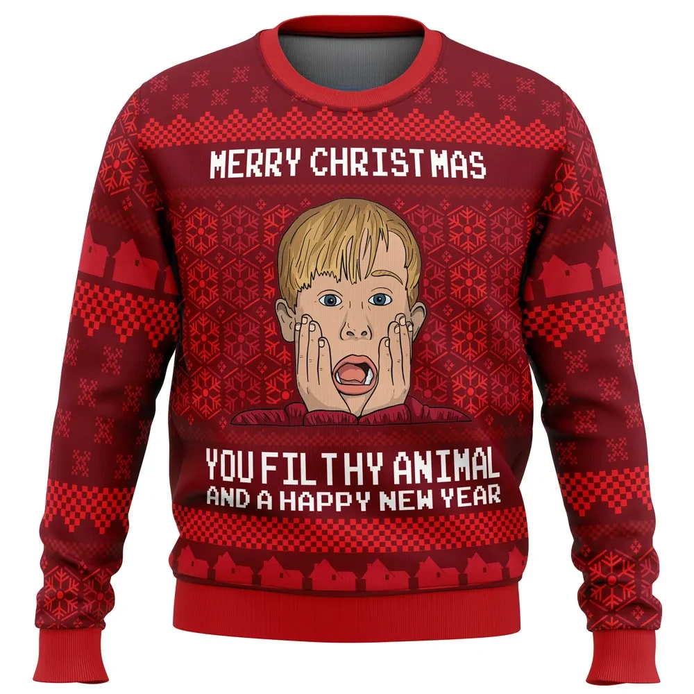 Merry Christmas You Filthy Animal Kevin McCallister Home Alone Ugly Christmas Sweater, Movie Holiday Sweater, All Over Print Xmas Sweater