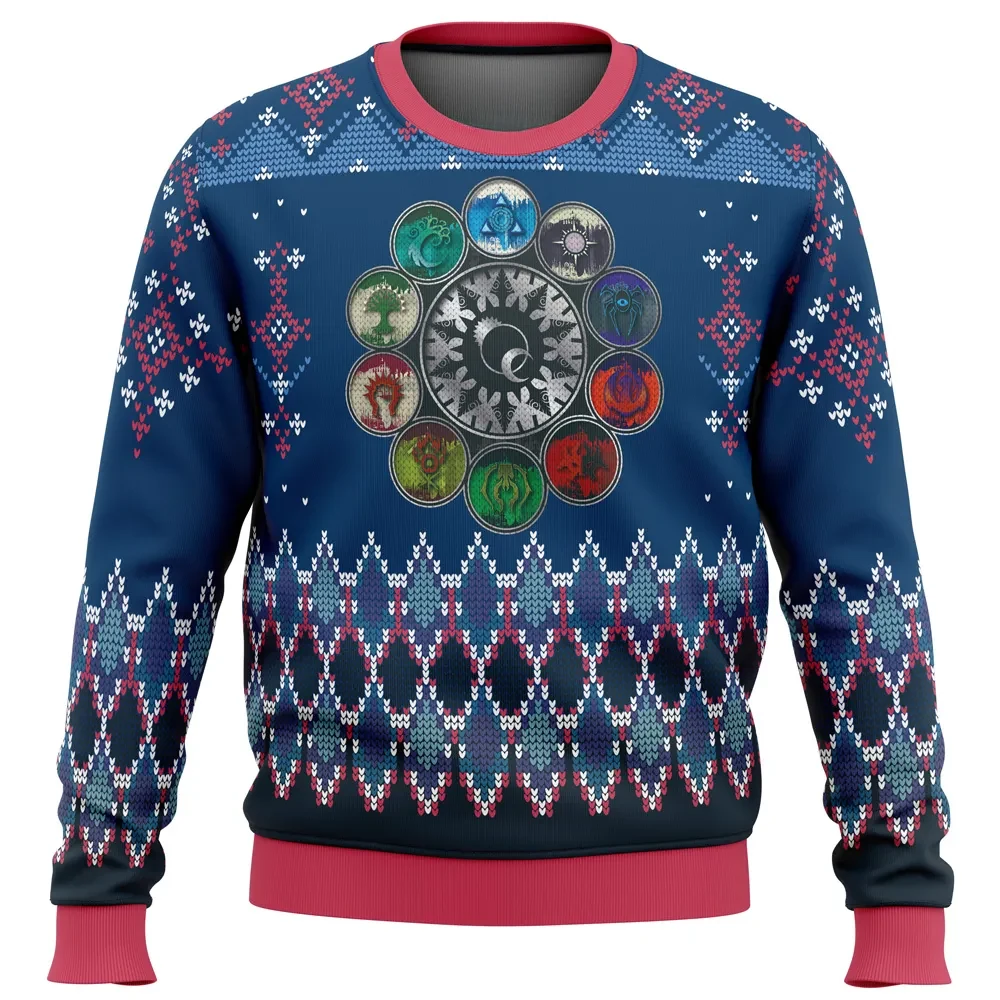 Magic the Gathering Ravnica Ugly Christmas Sweater, MTG Guilds Holiday Sweater, Ten Guild Symbols Card Game Xmas Gift for Gamer Fans
