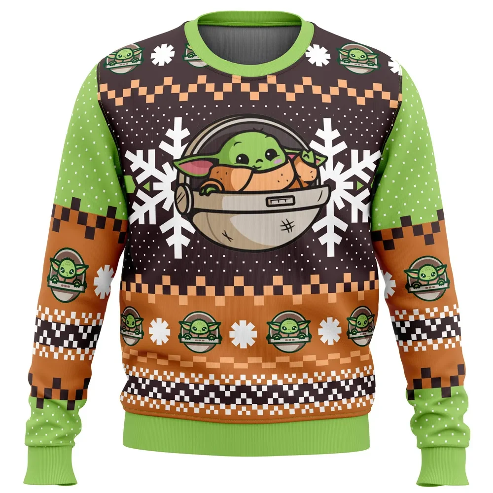 Baby Yoda Grogu Star Wars Ugly Christmas Sweater, The Mandalorian Holiday Sweater, Star Wars Xmas Gift, Floating Pod Unisex Pullover