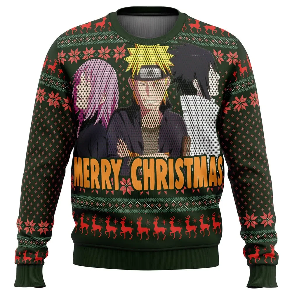 Naruto Shippuden Squad 7 Ugly Christmas Sweater, Team 7 Naruto Sakura Sasuke Holiday Sweater, Ninja Anime Xmas Gift for Konoha Fans