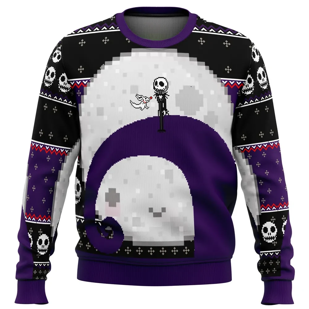 Nightmare Before Christmas Jack Moon Ugly Christmas Sweater, Jack Skellington and Zero Holiday Sweater, Movie Xmas Jumper