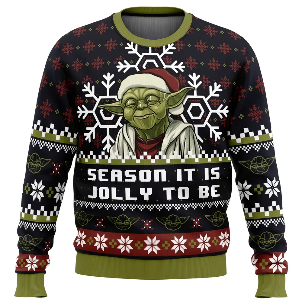 Season Jolly Star Wars Ugly Christmas Sweater, Yoda Season It Is Jolly To Be Santa Hat Holiday Sweatshirt, Unisex Movie Xmas Gift for Fans