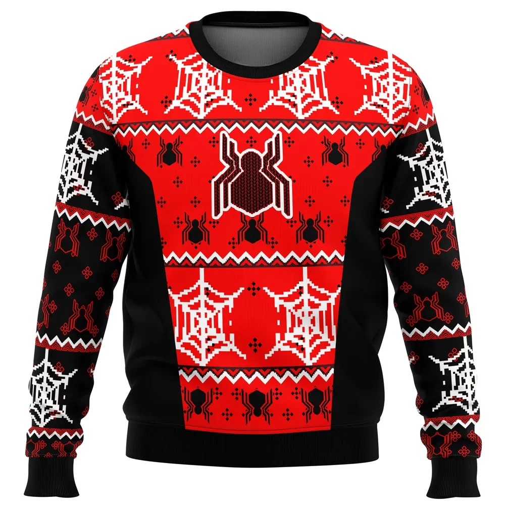 Spiderman Uniform Ugly Christmas Sweater, Spider-Man Suit Marvel Holiday Sweater, Spider Web Cosplay Superhero Xmas Gift for Comic Fans