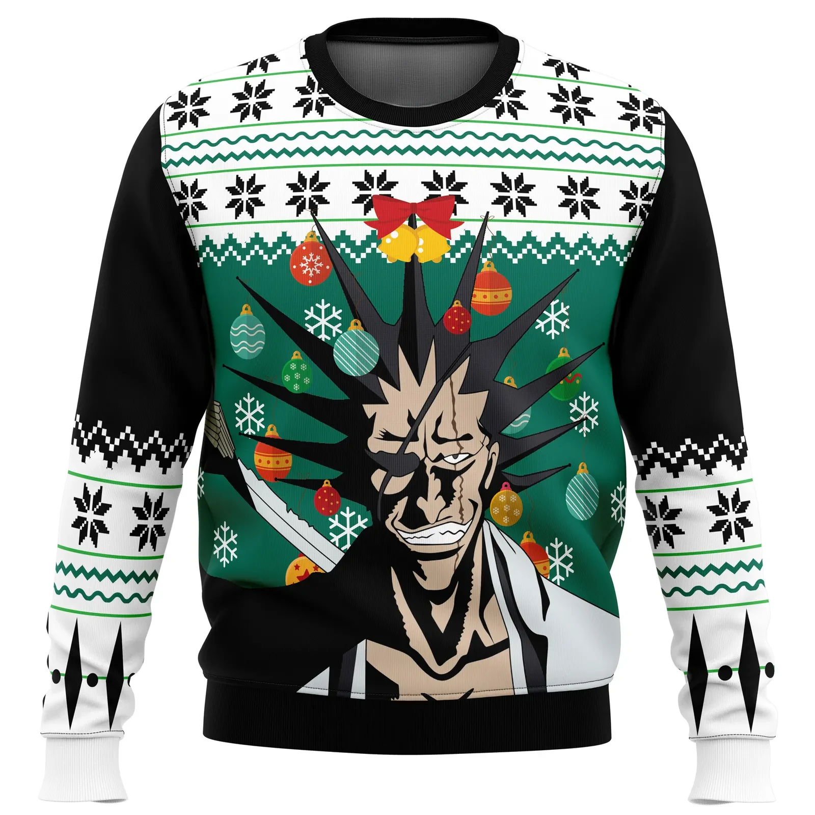 Kenpachi Zaraki Bleach Ugly Christmas Sweater, 11th Division Captain Bleach Anime Holiday Sweater, Anime Xmas Gift for Soul Reaper Fans