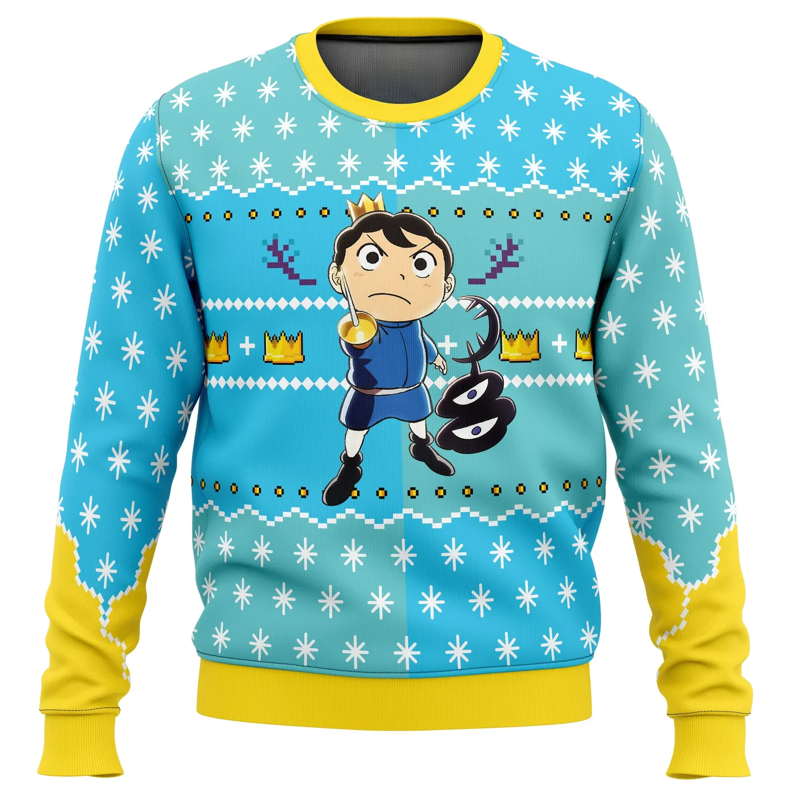 Bojji and Kage Ranking of Kings Ugly Christmas Sweater, Anime Holiday Sweatshirt with Crowns, Ousama Ranking Xmas Gift for Fans