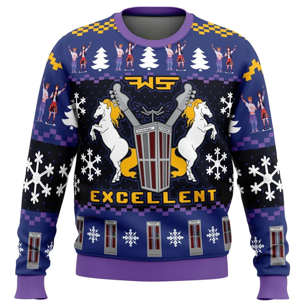 Excellent Bill and Ted Ugly Christmas Sweater, Bill and Ted's Excellent Adventure Wyld Stallyns Movie Holiday Sweater, Xmas Jumper