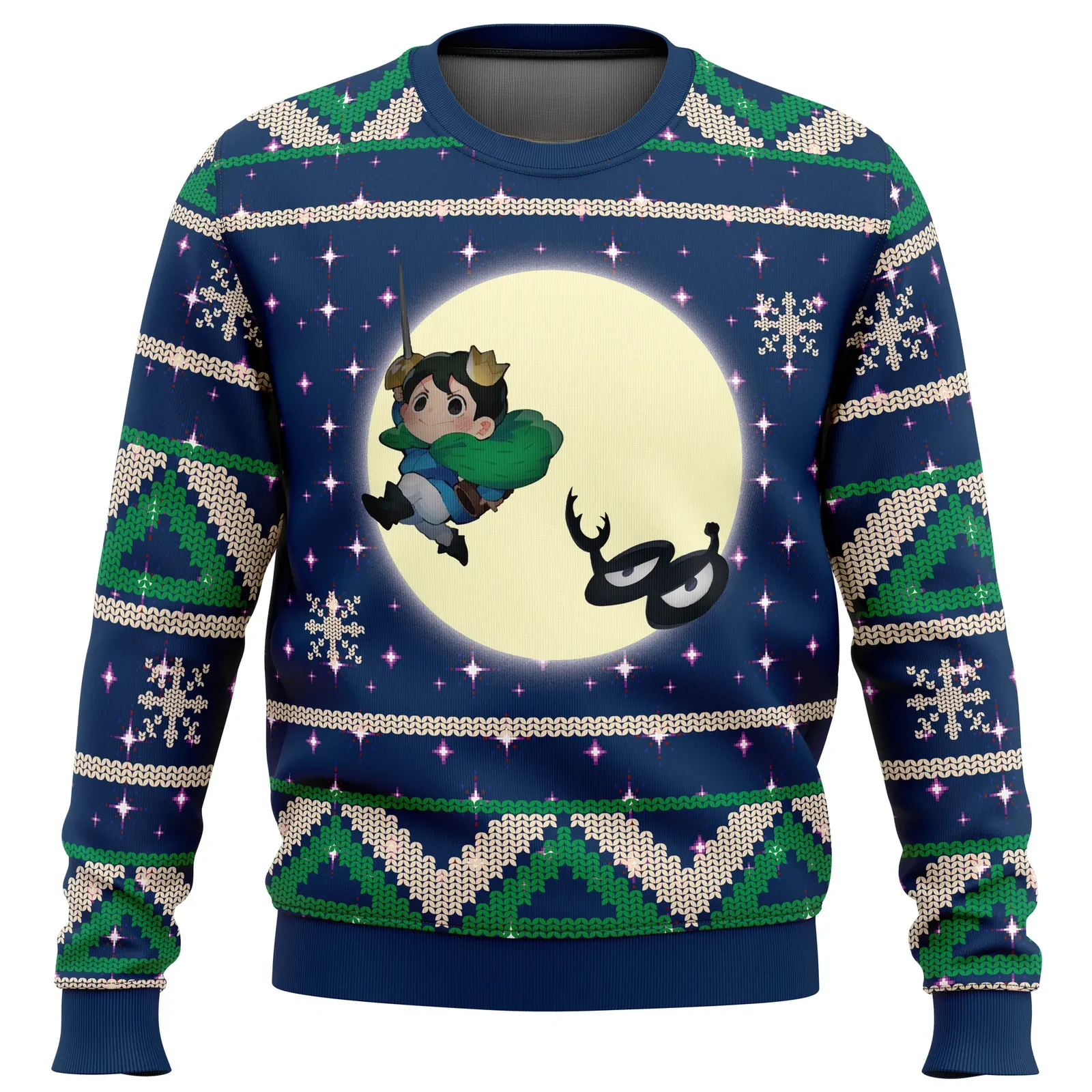 Bojji and Kage Full Moon Ranking of Kings Ugly Christmas Sweater, Ousama Ranking Anime Holiday Sweater, Unisex Xmas Jumper