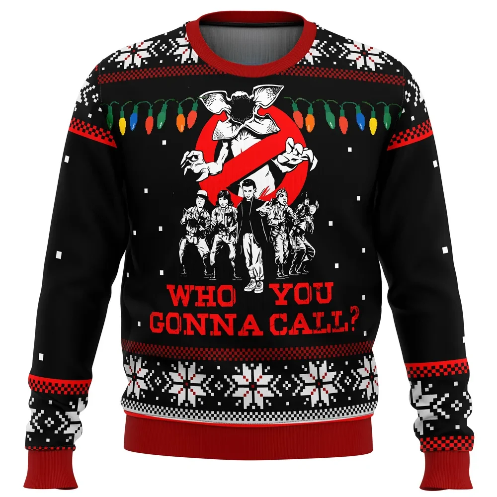 Stranger Things Who You Gonna Call Ugly Christmas Sweater, Ghostbusters Parody Holiday Sweater, Demogorgon Unisex Sweatshirt, TV Xmas Gift